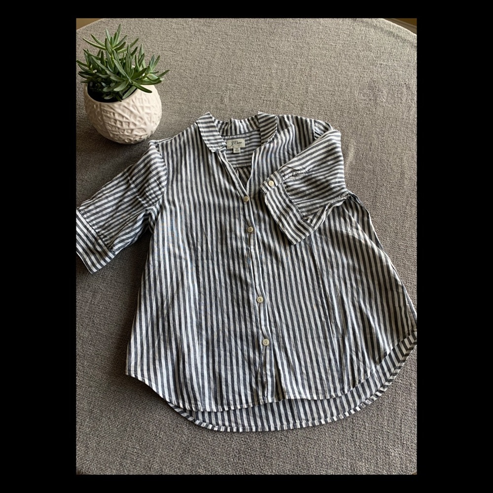 J. Crew striped blouse with mid length sleeves